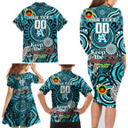 Custom Port Adelaide Power NAIDOC Week 2024 Family Matching Long Sleeve Bodycon Dress and Hawaiian Shirt Mascot Football