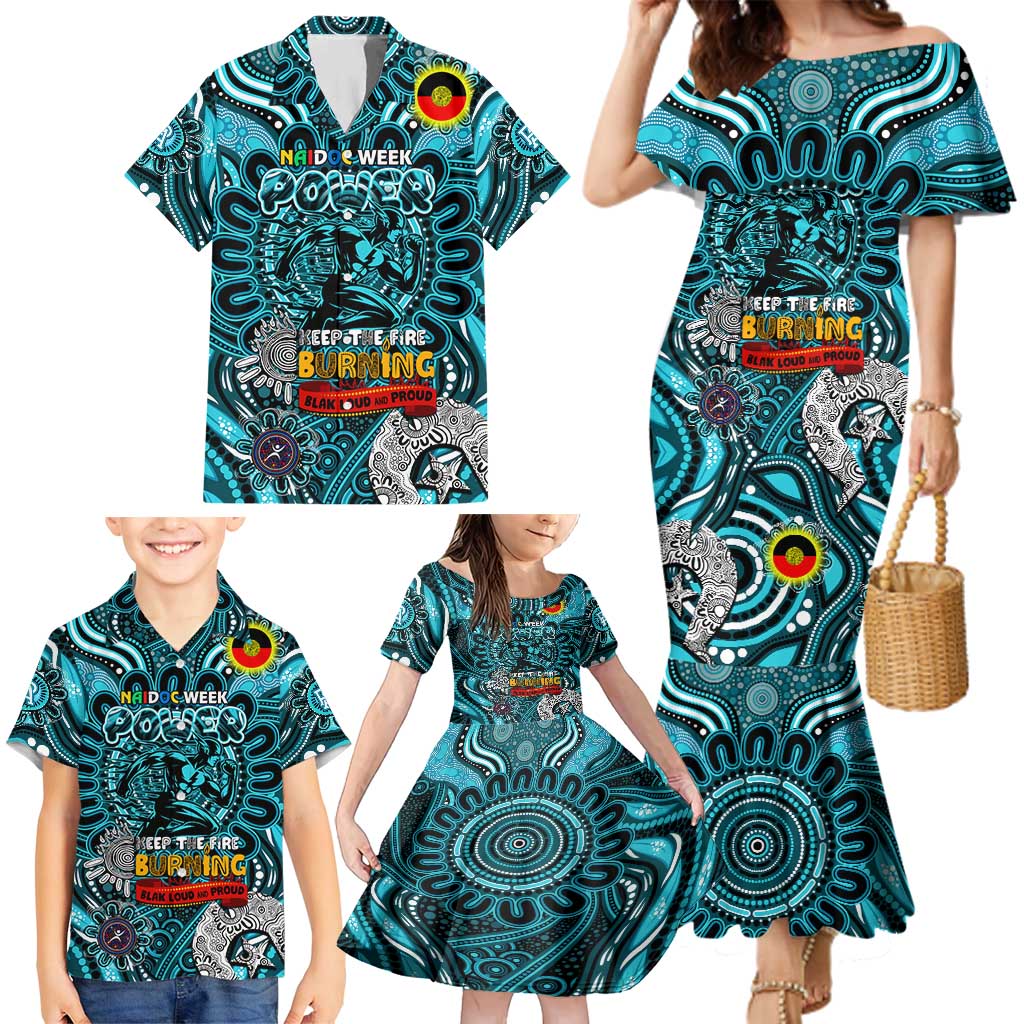 Custom Port Adelaide Power NAIDOC Week 2024 Family Matching Mermaid Dress and Hawaiian Shirt Mascot Football