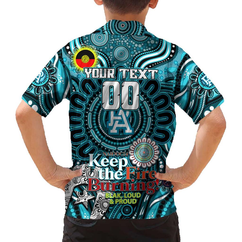 Custom Port Adelaide Power NAIDOC Week 2024 Family Matching Off The Shoulder Long Sleeve Dress and Hawaiian Shirt Mascot Football