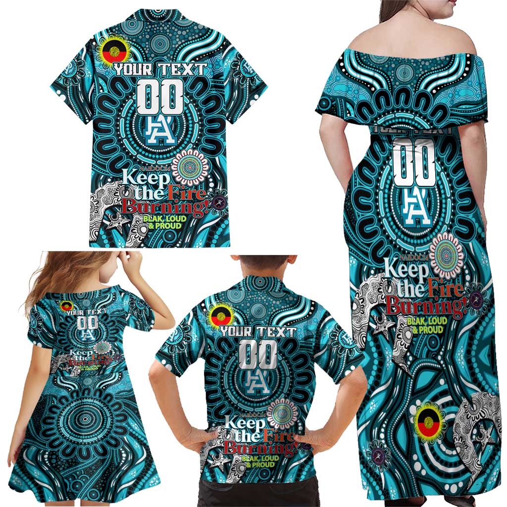 Custom Port Adelaide Power NAIDOC Week 2024 Family Matching Off Shoulder Maxi Dress and Hawaiian Shirt Mascot Football