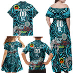 Custom Port Adelaide Power NAIDOC Week 2024 Family Matching Off Shoulder Maxi Dress and Hawaiian Shirt Mascot Football