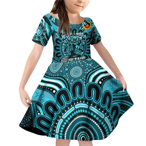 Custom Port Adelaide Power NAIDOC Week 2024 Family Matching Off Shoulder Short Dress and Hawaiian Shirt Mascot Football