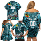 Custom Port Adelaide Power NAIDOC Week 2024 Family Matching Off Shoulder Short Dress and Hawaiian Shirt Mascot Football