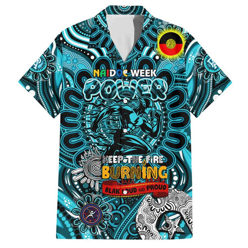 Custom Port Adelaide Power NAIDOC Week 2024 Family Matching Off Shoulder Short Dress and Hawaiian Shirt Mascot Football