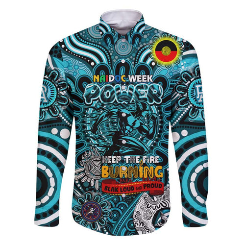 Custom Port Adelaide Power NAIDOC Week 2024 Family Matching Off Shoulder Short Dress and Hawaiian Shirt Mascot Football