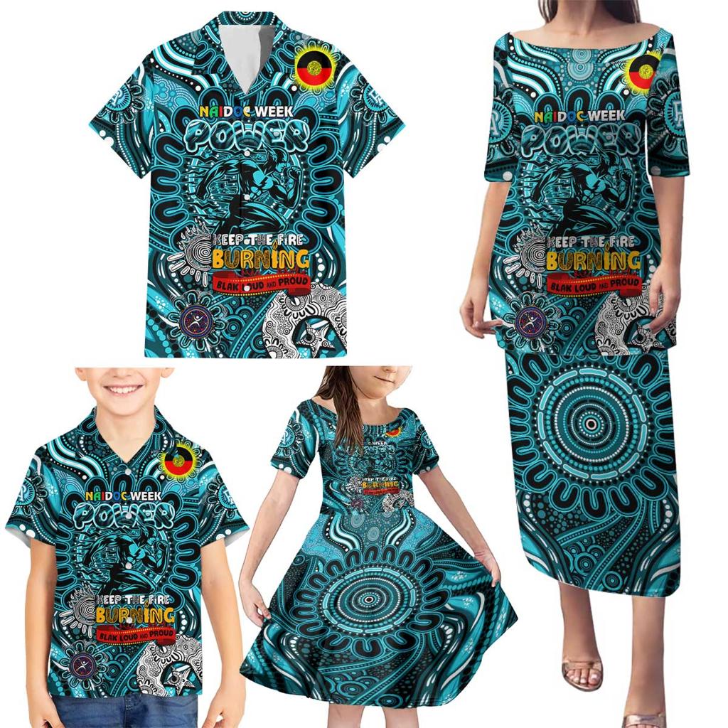 Custom Port Adelaide Power NAIDOC Week 2024 Family Matching Puletasi and Hawaiian Shirt Mascot Football
