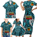 Custom Port Adelaide Power NAIDOC Week 2024 Family Matching Short Sleeve Bodycon Dress and Hawaiian Shirt Mascot Football
