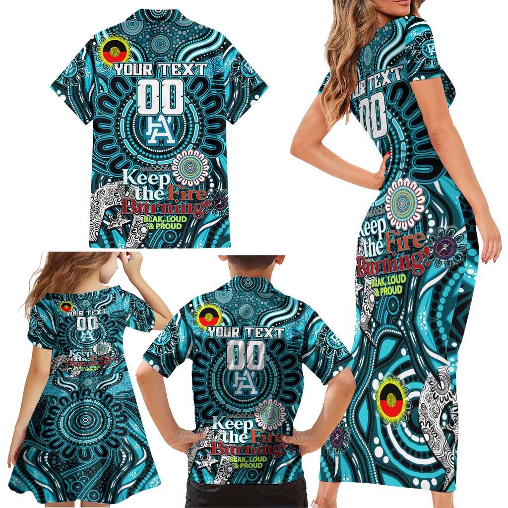 Custom Port Adelaide Power NAIDOC Week 2024 Family Matching Short Sleeve Bodycon Dress and Hawaiian Shirt Mascot Football