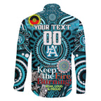 Custom Port Adelaide Power NAIDOC Week 2024 Family Matching Short Sleeve Bodycon Dress and Hawaiian Shirt Mascot Football