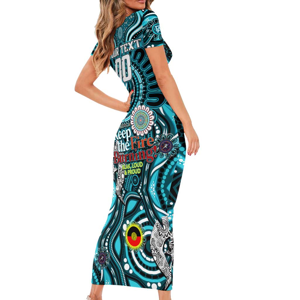 Custom Port Adelaide Power NAIDOC Week 2024 Family Matching Short Sleeve Bodycon Dress and Hawaiian Shirt Mascot Football