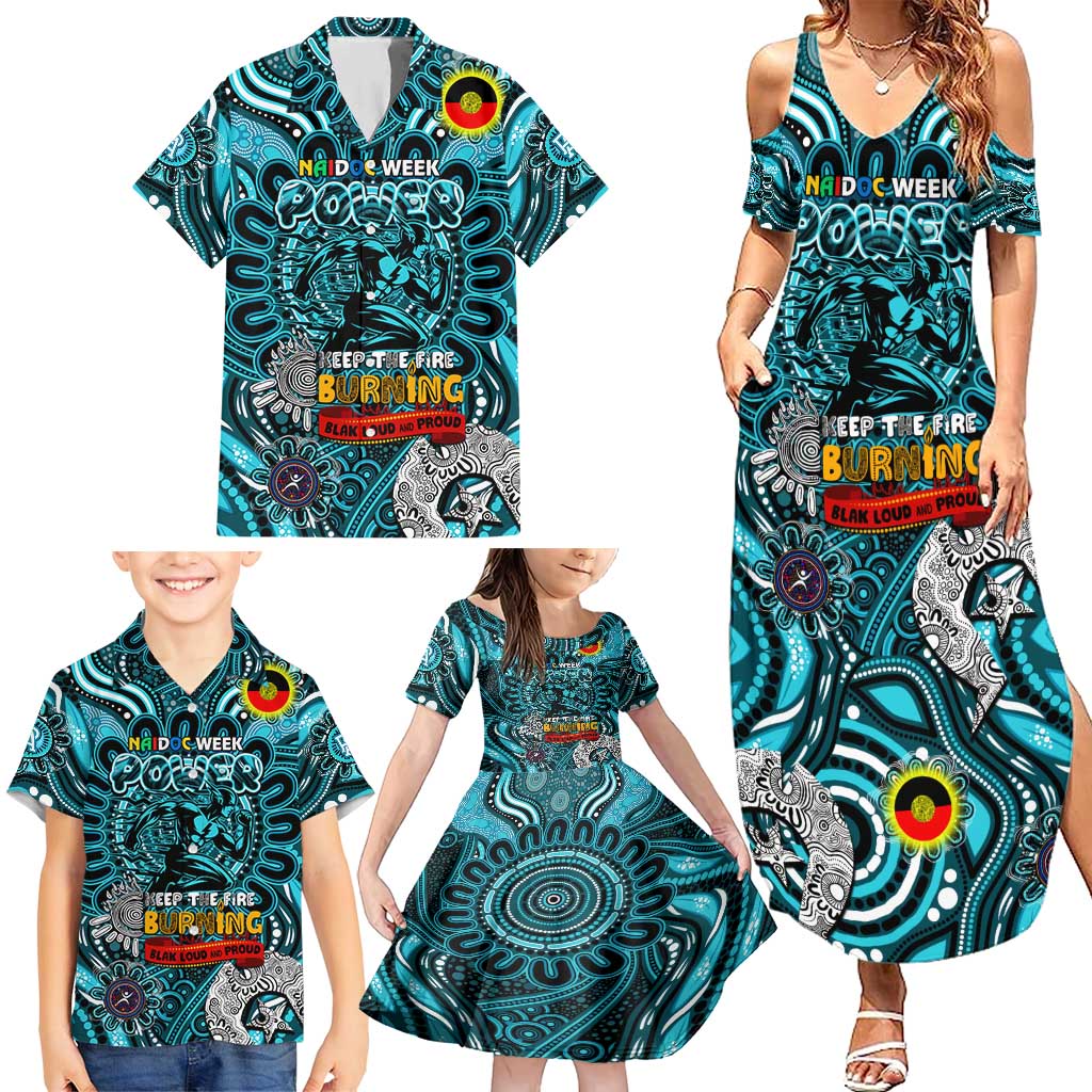 Custom Port Adelaide Power NAIDOC Week 2024 Family Matching Summer Maxi Dress and Hawaiian Shirt Mascot Football