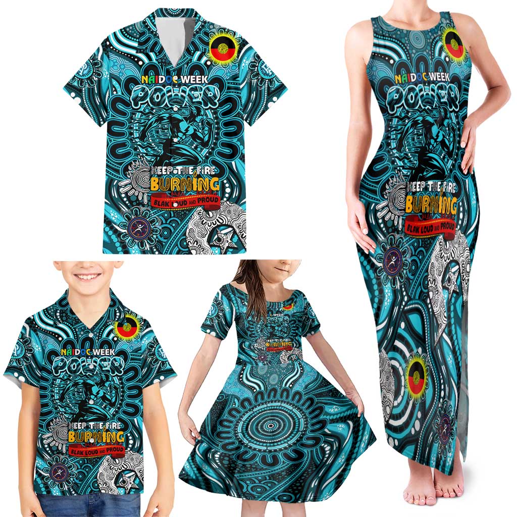 Custom Port Adelaide Power NAIDOC Week 2024 Family Matching Tank Maxi Dress and Hawaiian Shirt Mascot Football
