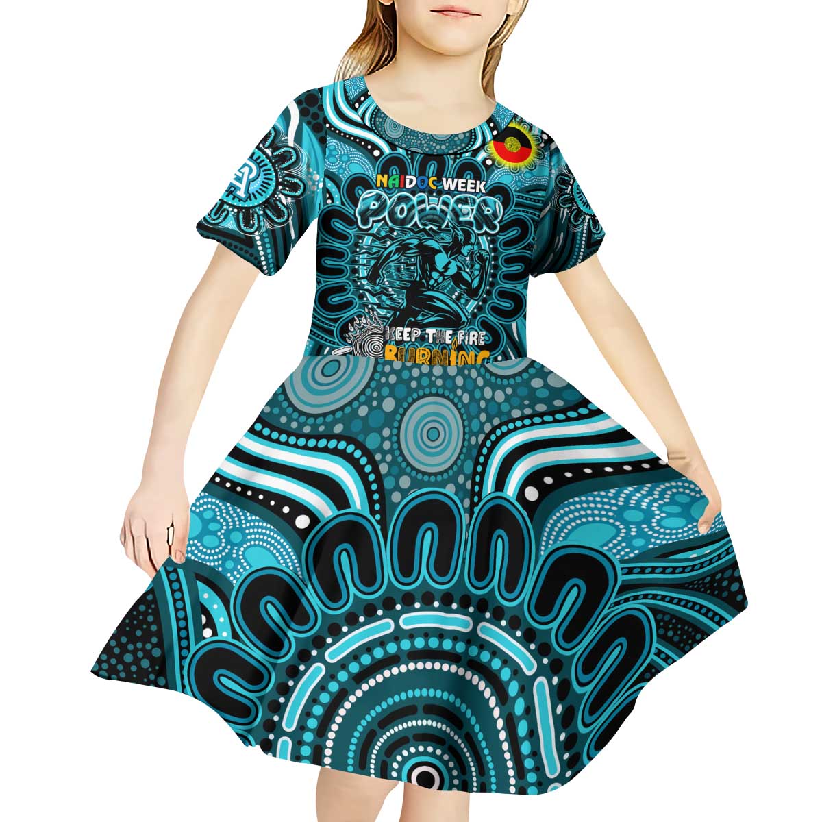 Custom Port Adelaide Power NAIDOC Week 2024 Kid Short Sleeve Dress Mascot Football