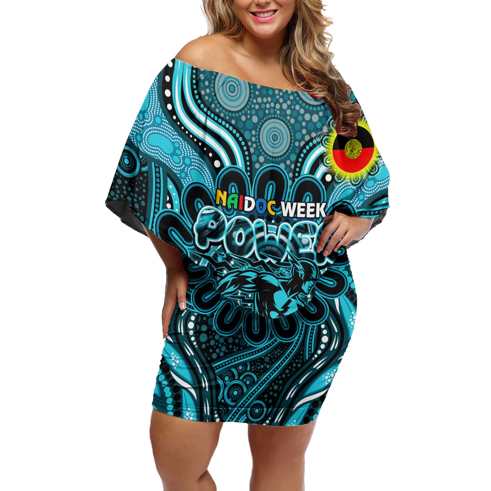 Custom Port Adelaide Power NAIDOC Week 2024 Off Shoulder Short Dress Mascot Football
