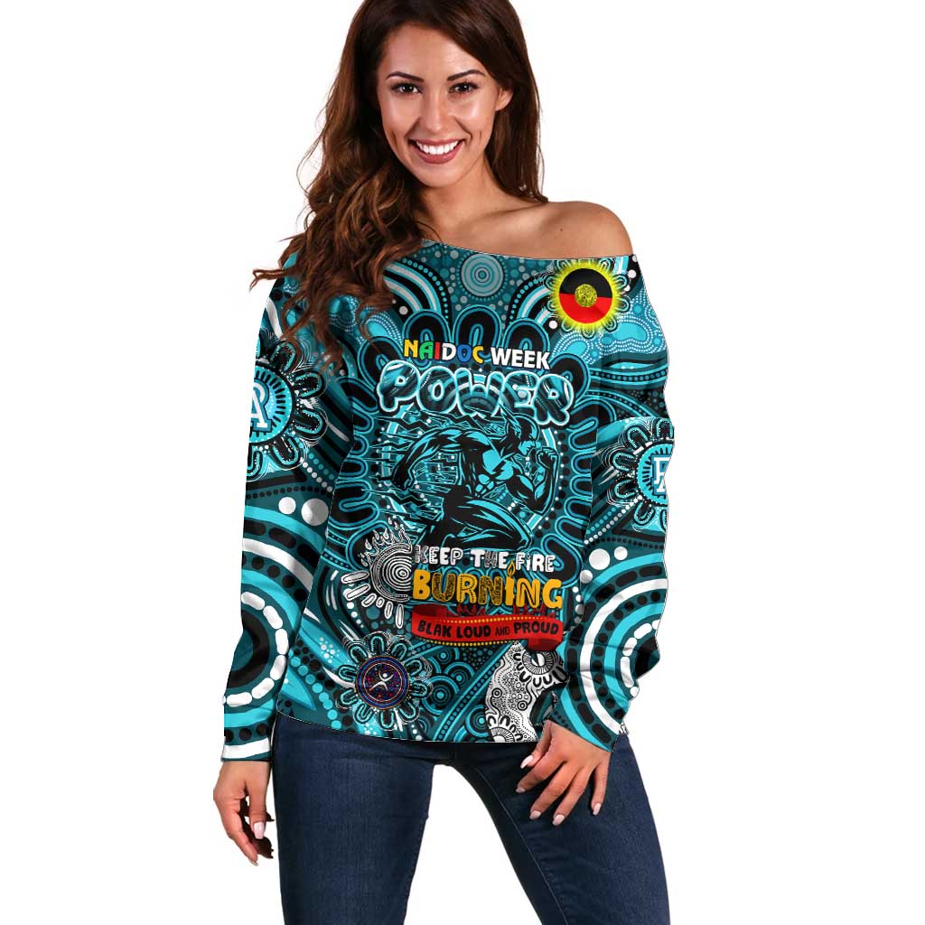 Custom Port Adelaide Power NAIDOC Week 2024 Off Shoulder Sweater Mascot Football