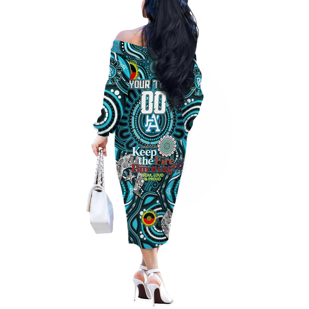 Custom Port Adelaide Power NAIDOC Week 2024 Off The Shoulder Long Sleeve Dress Mascot Football