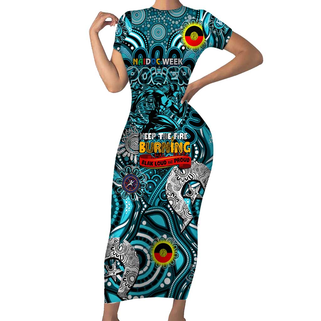 Custom Port Adelaide Power NAIDOC Week 2024 Short Sleeve Bodycon Dress Mascot Football