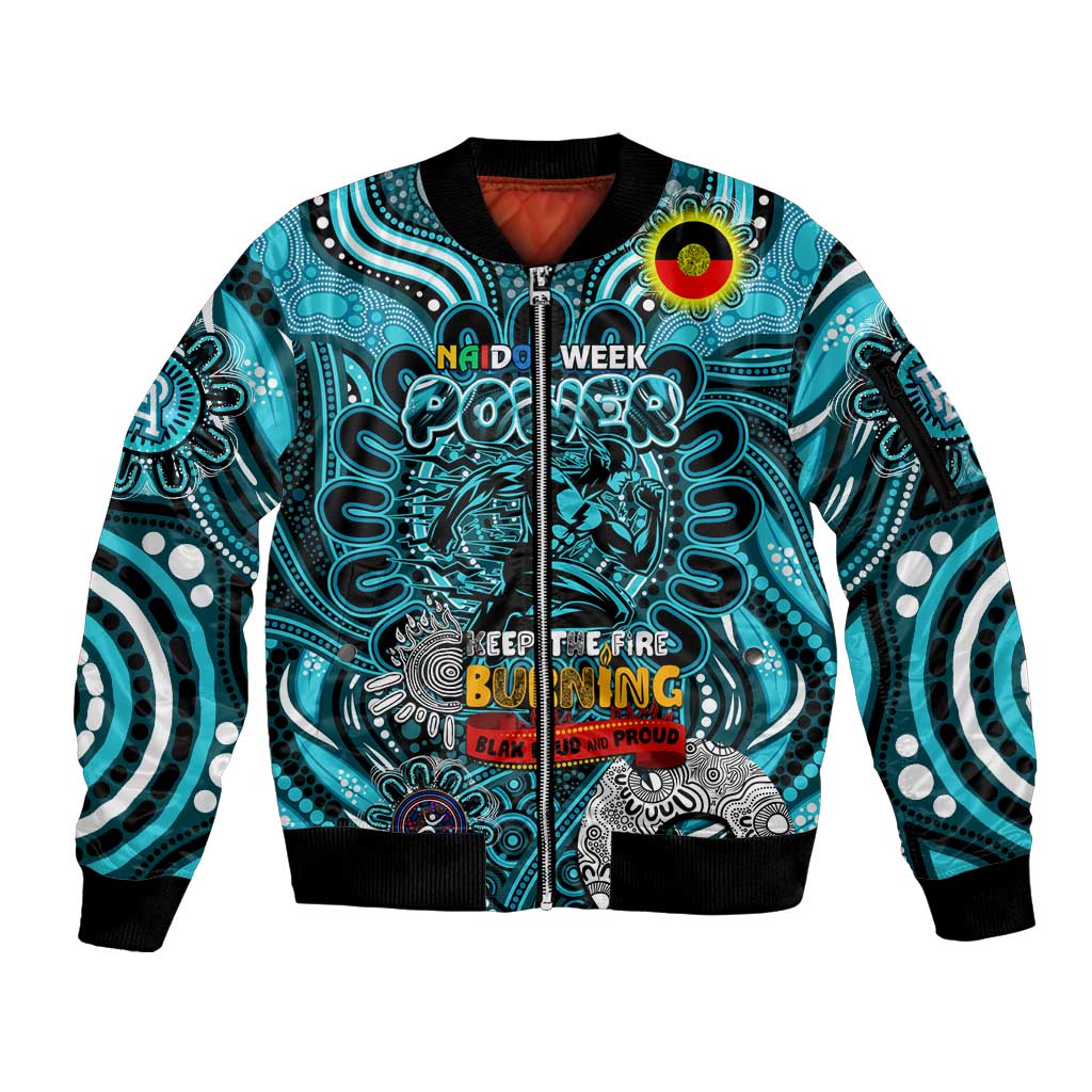 Custom Port Adelaide Power NAIDOC Week 2024 Sleeve Zip Bomber Jacket Mascot Football