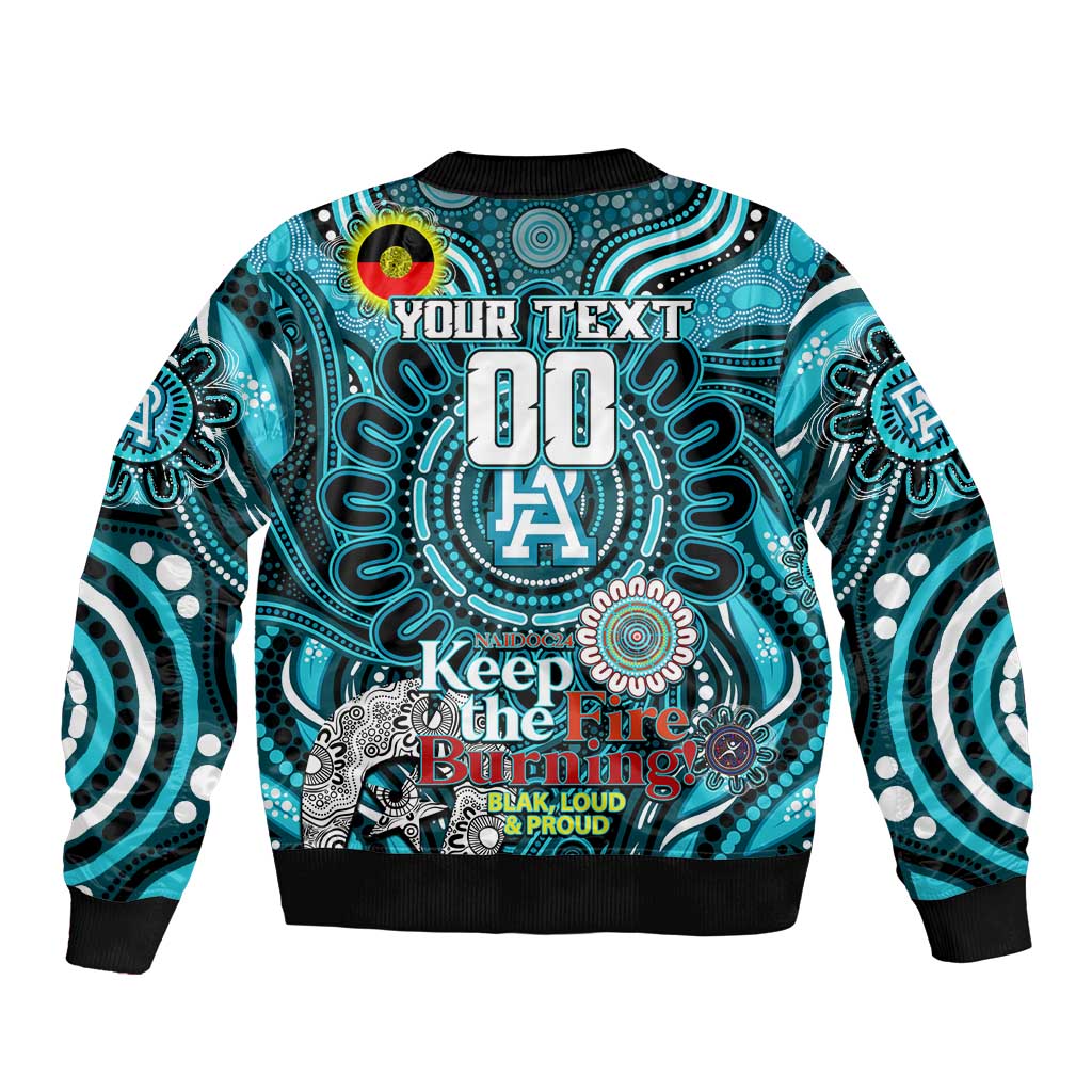 Custom Port Adelaide Power NAIDOC Week 2024 Sleeve Zip Bomber Jacket Mascot Football