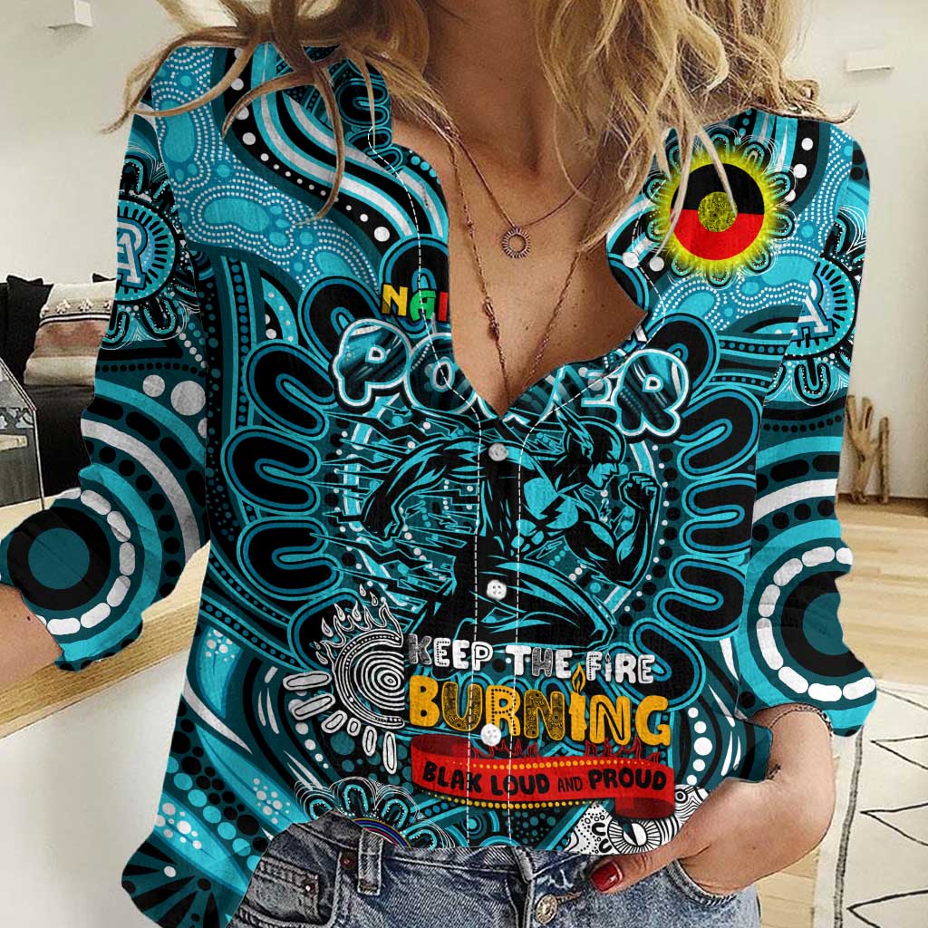 Custom Port Adelaide Power NAIDOC Week 2024 Women Casual Shirt Mascot Football