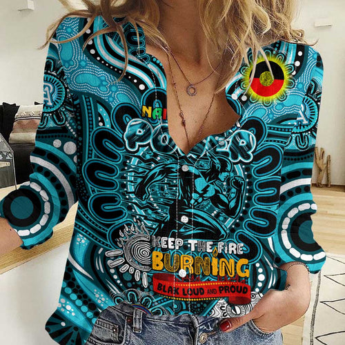 Custom Port Adelaide Power NAIDOC Week 2024 Women Casual Shirt Mascot Football