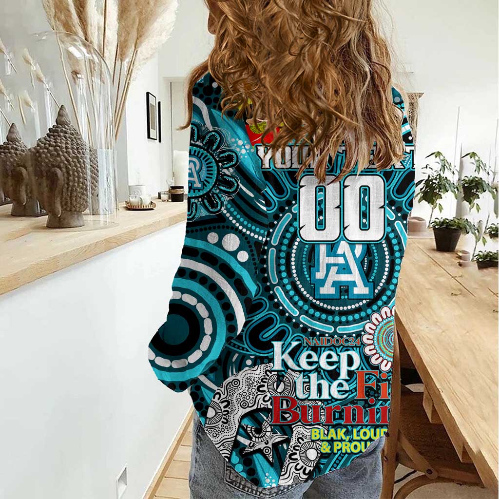 Custom Port Adelaide Power NAIDOC Week 2024 Women Casual Shirt Mascot Football