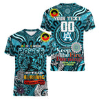 Custom Port Adelaide Power NAIDOC Week 2024 Women V-Neck T-Shirt Mascot Football