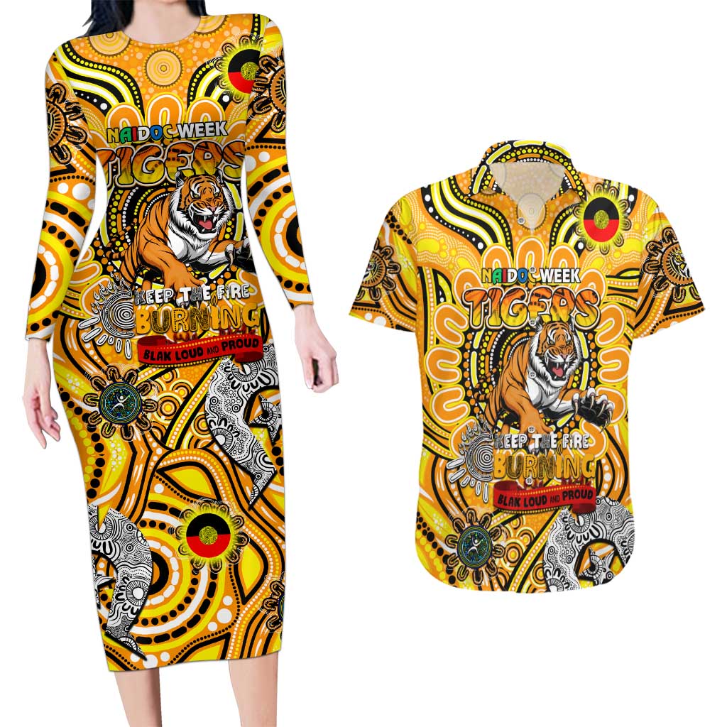 Custom Richmond Tiger NAIDOC Week 2024 Couples Matching Long Sleeve Bodycon Dress and Hawaiian Shirt Mascot Football