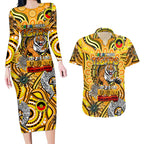 Custom Richmond Tiger NAIDOC Week 2024 Couples Matching Long Sleeve Bodycon Dress and Hawaiian Shirt Mascot Football