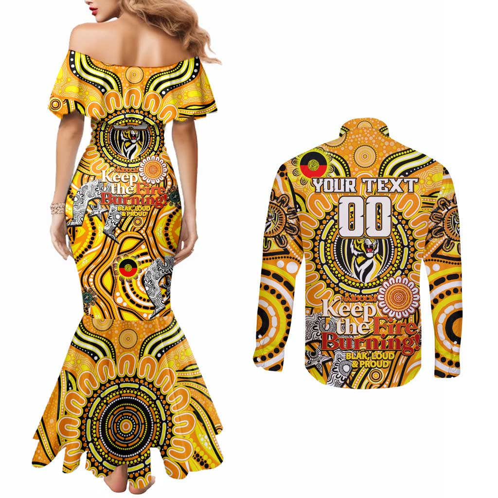 Custom Richmond Tiger NAIDOC Week 2024 Couples Matching Mermaid Dress and Long Sleeve Button Shirt Mascot Football