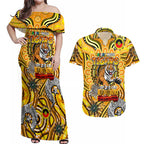 Custom Richmond Tiger NAIDOC Week 2024 Couples Matching Off Shoulder Maxi Dress and Hawaiian Shirt Mascot Football
