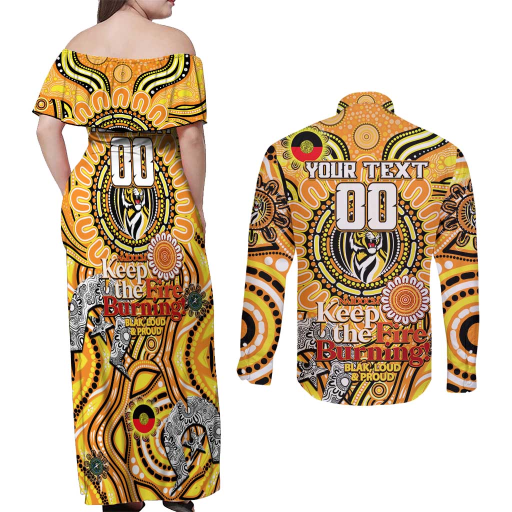 Custom Richmond Tiger NAIDOC Week 2024 Couples Matching Off Shoulder Maxi Dress and Long Sleeve Button Shirt Mascot Football