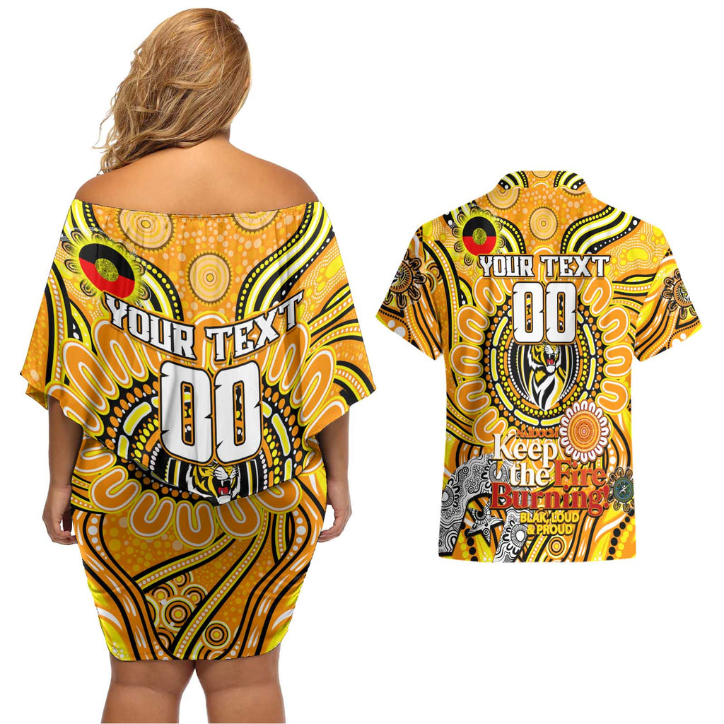 Custom Richmond Tiger NAIDOC Week 2024 Couples Matching Off Shoulder Short Dress and Hawaiian Shirt Mascot Football