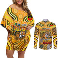 Custom Richmond Tiger NAIDOC Week 2024 Couples Matching Off Shoulder Short Dress and Long Sleeve Button Shirt Mascot Football