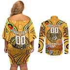 Custom Richmond Tiger NAIDOC Week 2024 Couples Matching Off Shoulder Short Dress and Long Sleeve Button Shirt Mascot Football