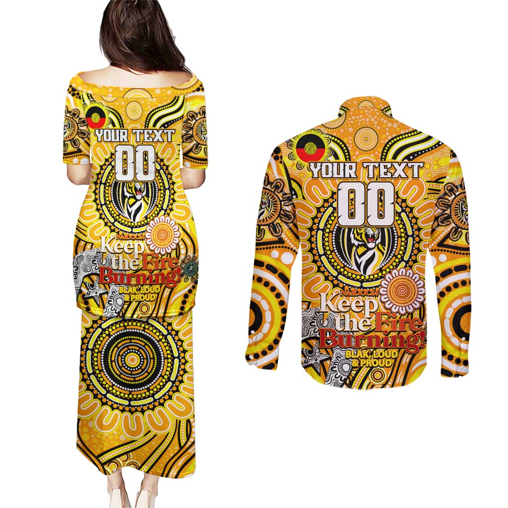 Custom Richmond Tiger NAIDOC Week 2024 Couples Matching Puletasi and Long Sleeve Button Shirt Mascot Football