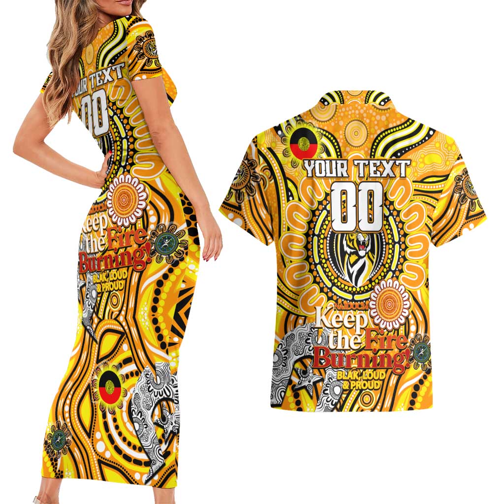 Custom Richmond Tiger NAIDOC Week 2024 Couples Matching Short Sleeve Bodycon Dress and Hawaiian Shirt Mascot Football