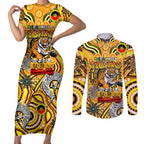 Custom Richmond Tiger NAIDOC Week 2024 Couples Matching Short Sleeve Bodycon Dress and Long Sleeve Button Shirt Mascot Football