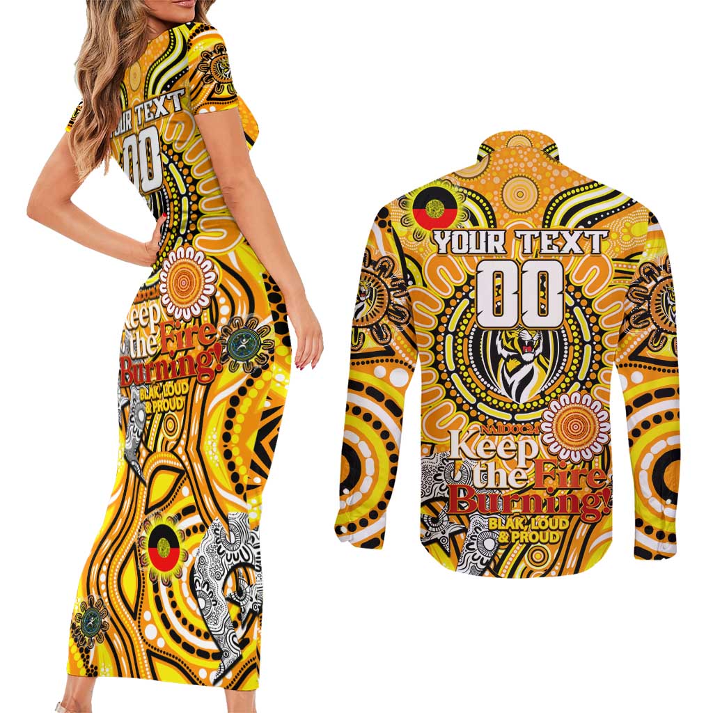 Custom Richmond Tiger NAIDOC Week 2024 Couples Matching Short Sleeve Bodycon Dress and Long Sleeve Button Shirt Mascot Football