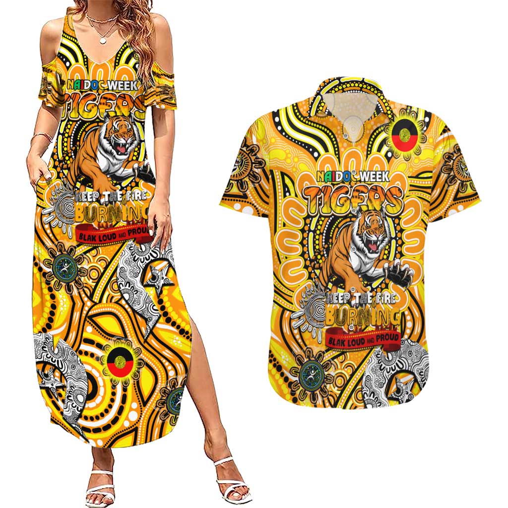 Custom Richmond Tiger NAIDOC Week 2024 Couples Matching Summer Maxi Dress and Hawaiian Shirt Mascot Football