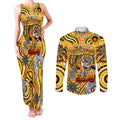 Custom Richmond Tiger NAIDOC Week 2024 Couples Matching Tank Maxi Dress and Long Sleeve Button Shirt Mascot Football