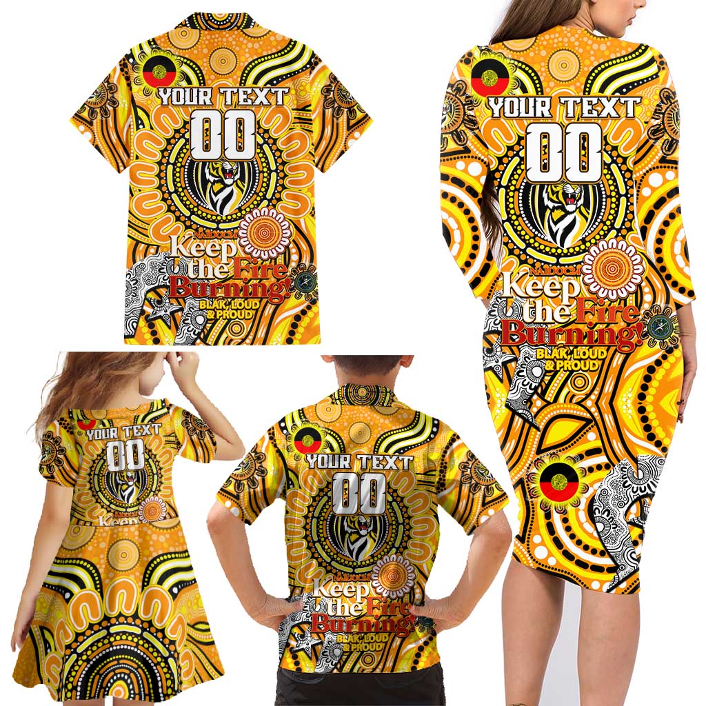 Custom Richmond Tiger NAIDOC Week 2024 Family Matching Long Sleeve Bodycon Dress and Hawaiian Shirt Mascot Football