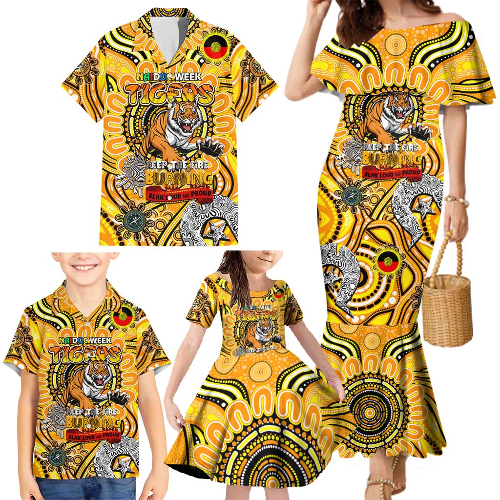 Custom Richmond Tiger NAIDOC Week 2024 Family Matching Mermaid Dress and Hawaiian Shirt Mascot Football