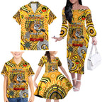 Custom Richmond Tiger NAIDOC Week 2024 Family Matching Off The Shoulder Long Sleeve Dress and Hawaiian Shirt Mascot Football