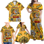 Custom Richmond Tiger NAIDOC Week 2024 Family Matching Off Shoulder Maxi Dress and Hawaiian Shirt Mascot Football