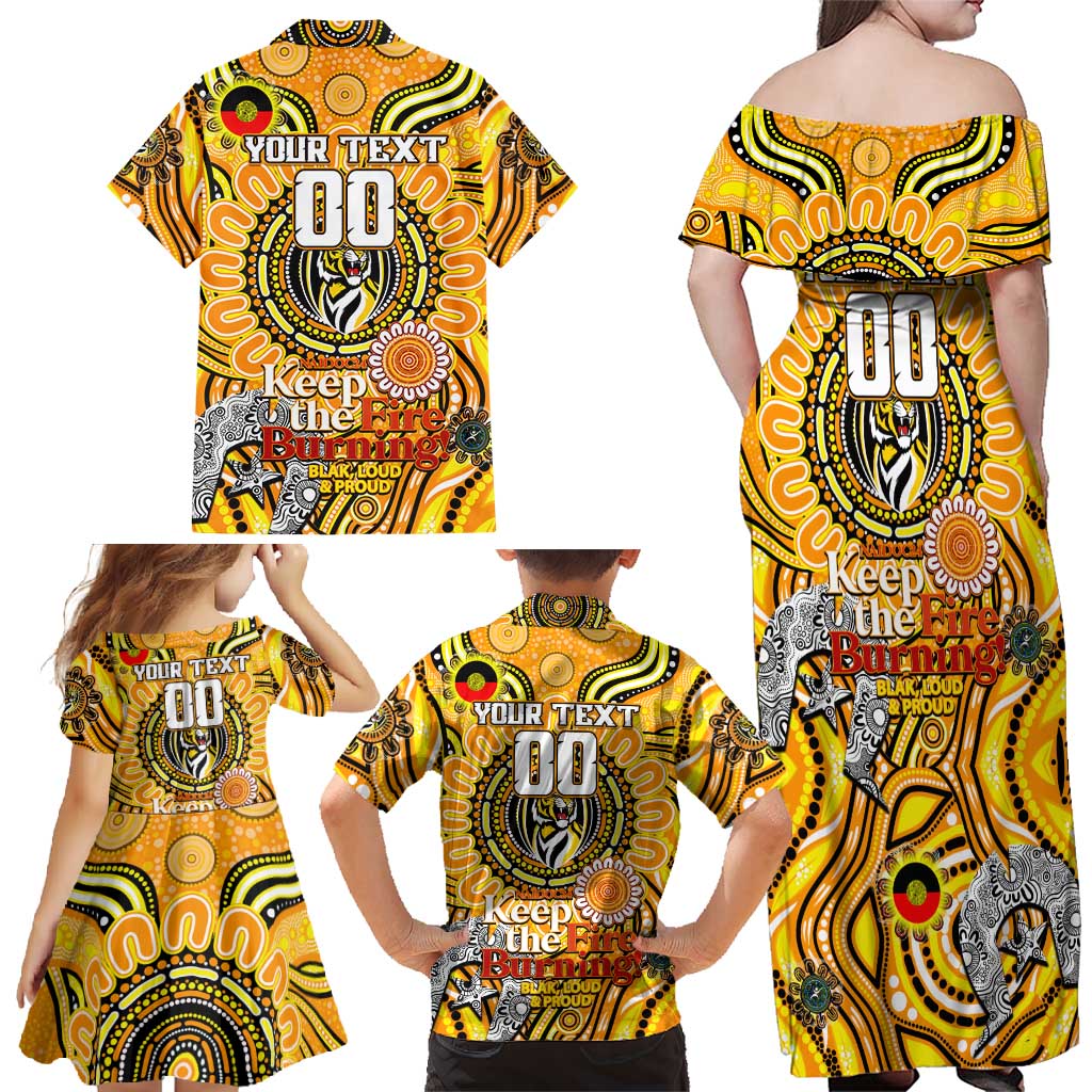 Custom Richmond Tiger NAIDOC Week 2024 Family Matching Off Shoulder Maxi Dress and Hawaiian Shirt Mascot Football