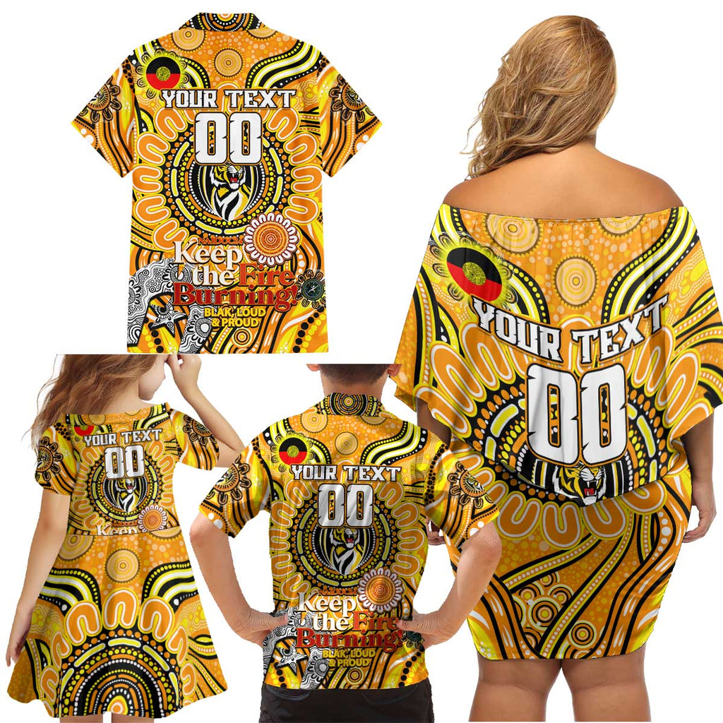 Custom Richmond Tiger NAIDOC Week 2024 Family Matching Off Shoulder Short Dress and Hawaiian Shirt Mascot Football