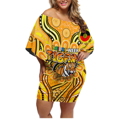 Custom Richmond Tiger NAIDOC Week 2024 Family Matching Off Shoulder Short Dress and Hawaiian Shirt Mascot Football