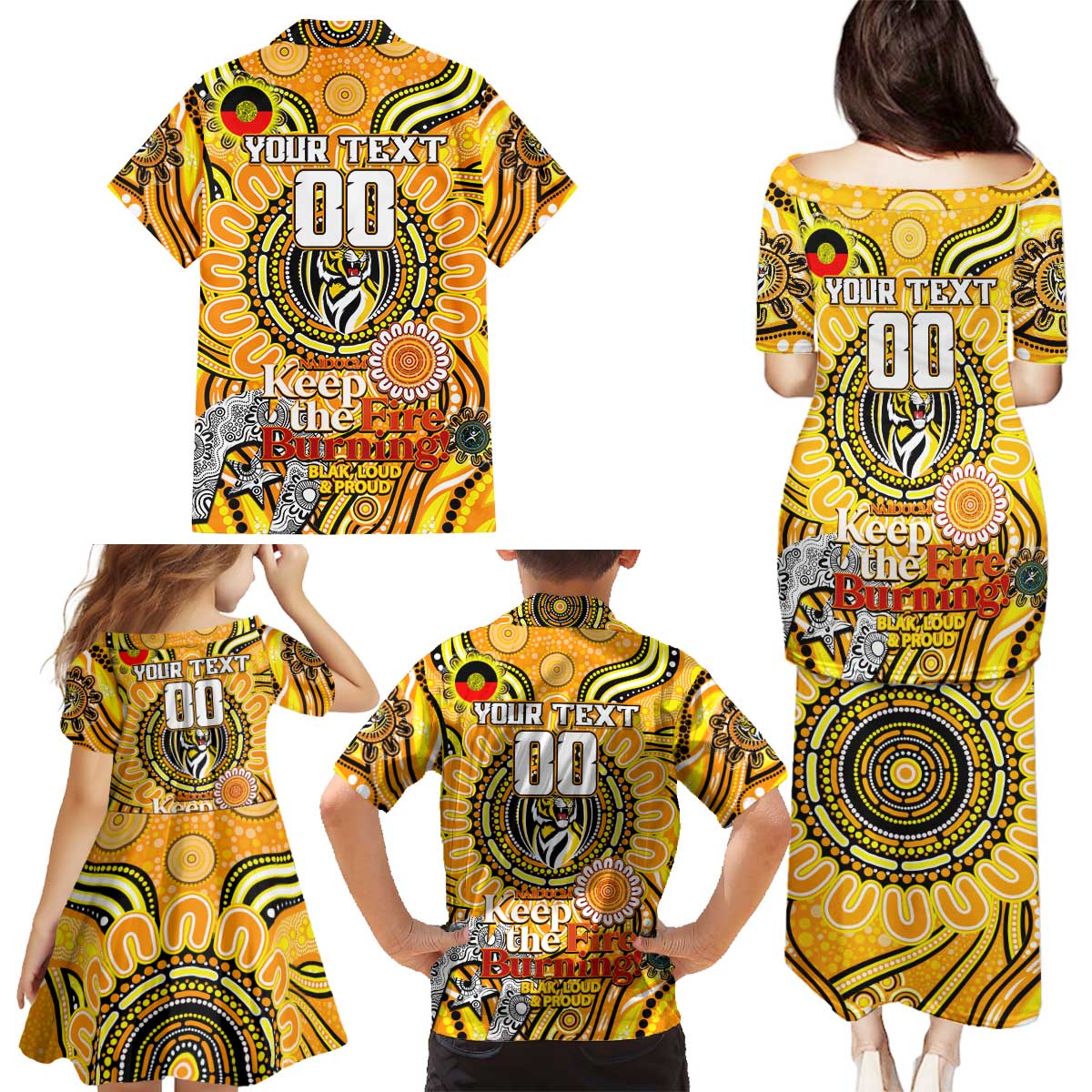 Custom Richmond Tiger NAIDOC Week 2024 Family Matching Puletasi and Hawaiian Shirt Mascot Football