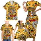 Custom Richmond Tiger NAIDOC Week 2024 Family Matching Short Sleeve Bodycon Dress and Hawaiian Shirt Mascot Football